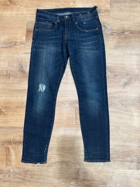 R13 Women's Distressed Vintage Blue Boy Skinny Jeans